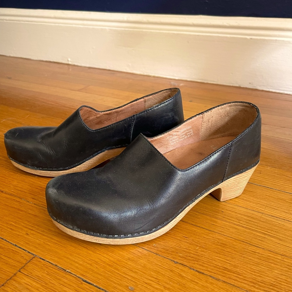 Dansko Marisol black leather clogs